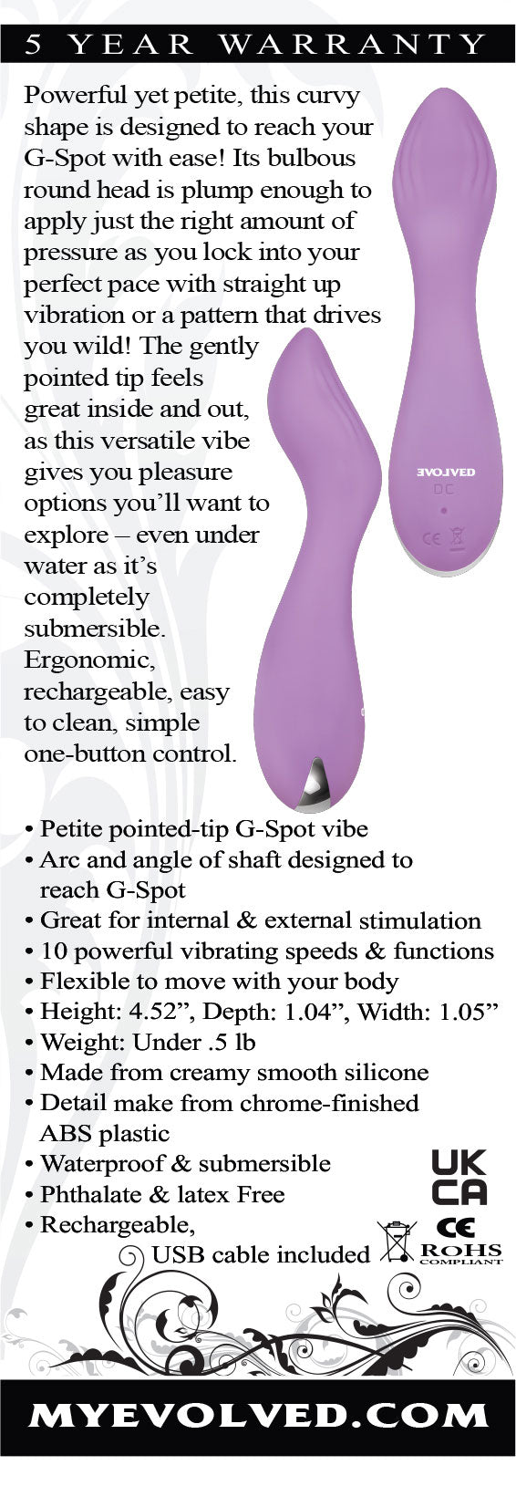 Evolved Lilac G 11.5 cm USB Rechargeable Mini Vibrator Purple BULLETS