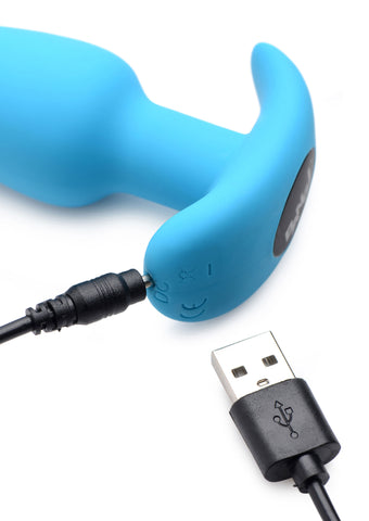 Remote Control Silicone Butt Plug 21X Vibrating Blue Blue Butt Plugs - Vibrating