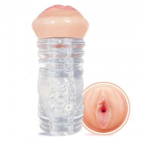 Hey 19 Clear Stroker Masturbator with Realistic Nadia Styles Mold Beige Strokers - Celebrity