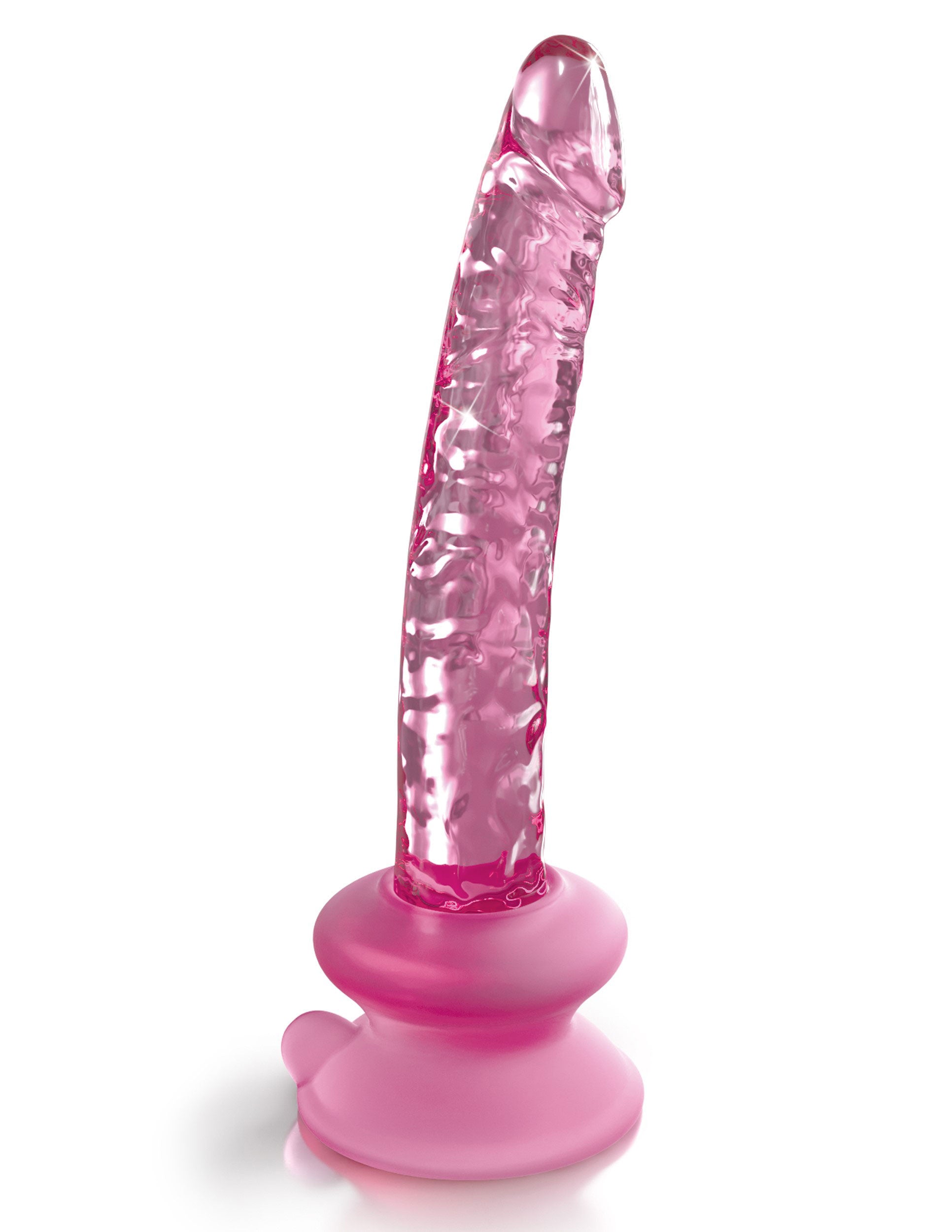 Icicles 17cm Glass Dong with Suction Base Pink DONGS Glass