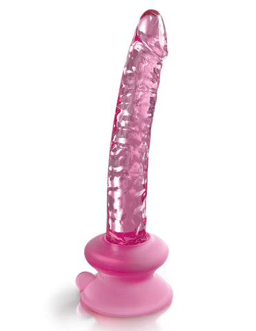 Icicles 17cm Glass Dong with Suction Base Pink DONGS Glass