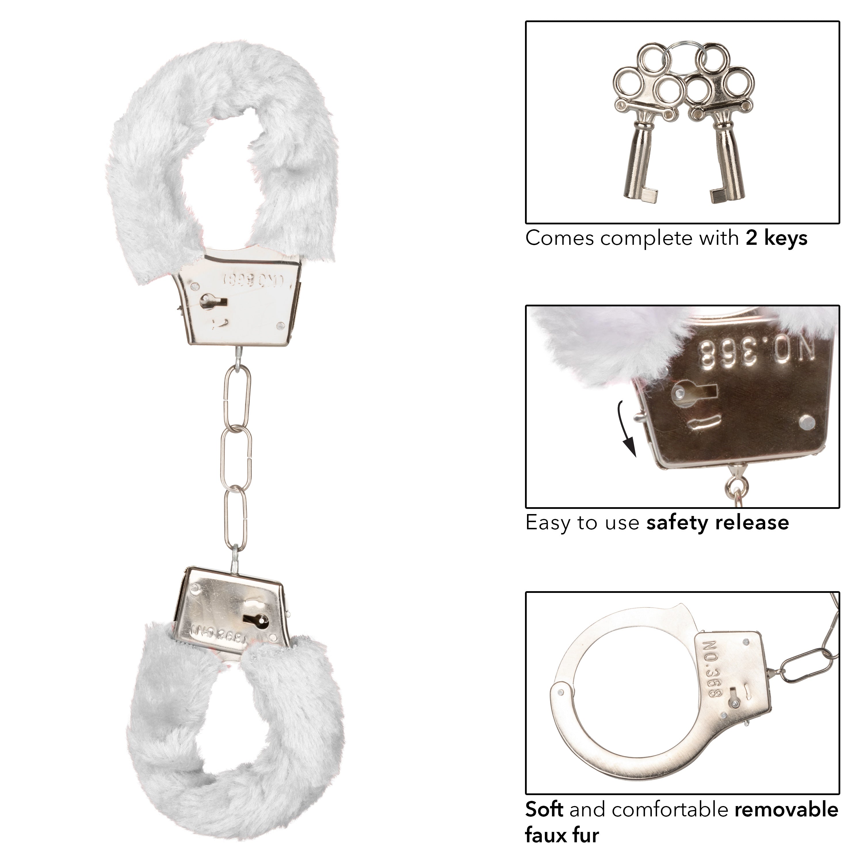 Playful Furry Cuffs White – Soft Plush Material Bondage Handcuffs > Bondage Gear > Handcuffs