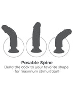 King Cock 8 Inch Realistic Vibrating Dildo with Bendable Shaft Beige > Vibrators > Realistic Vibrators