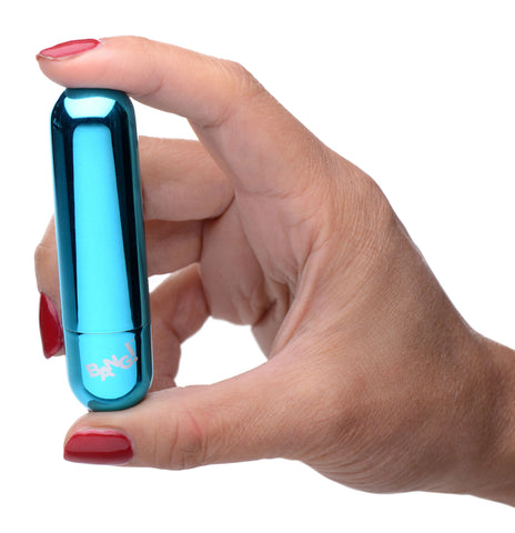 Bang! 10X Rechargeable Vibrating Metallic Bullet Vibrator in Blue BULLETS