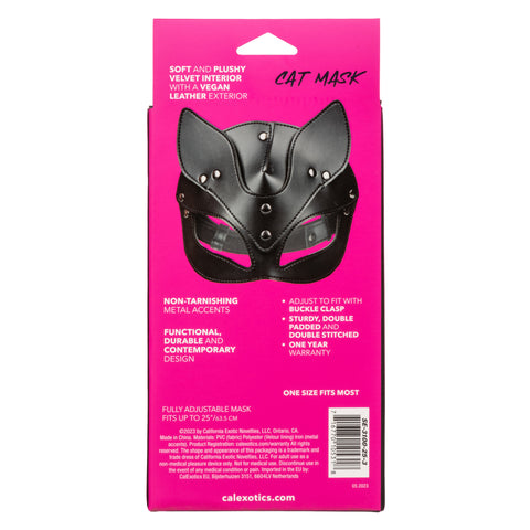 Euphoria Collection Black Cat Mask with Velvet Interior and Adjustable Buckle Closure, 25 Inch Maximum Circumference Costumes