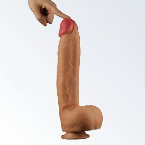 Real Skin 12 Inch Dual Layer Light Brown – Lifelike Dual Density Dildo > Dildos > Large Dildos