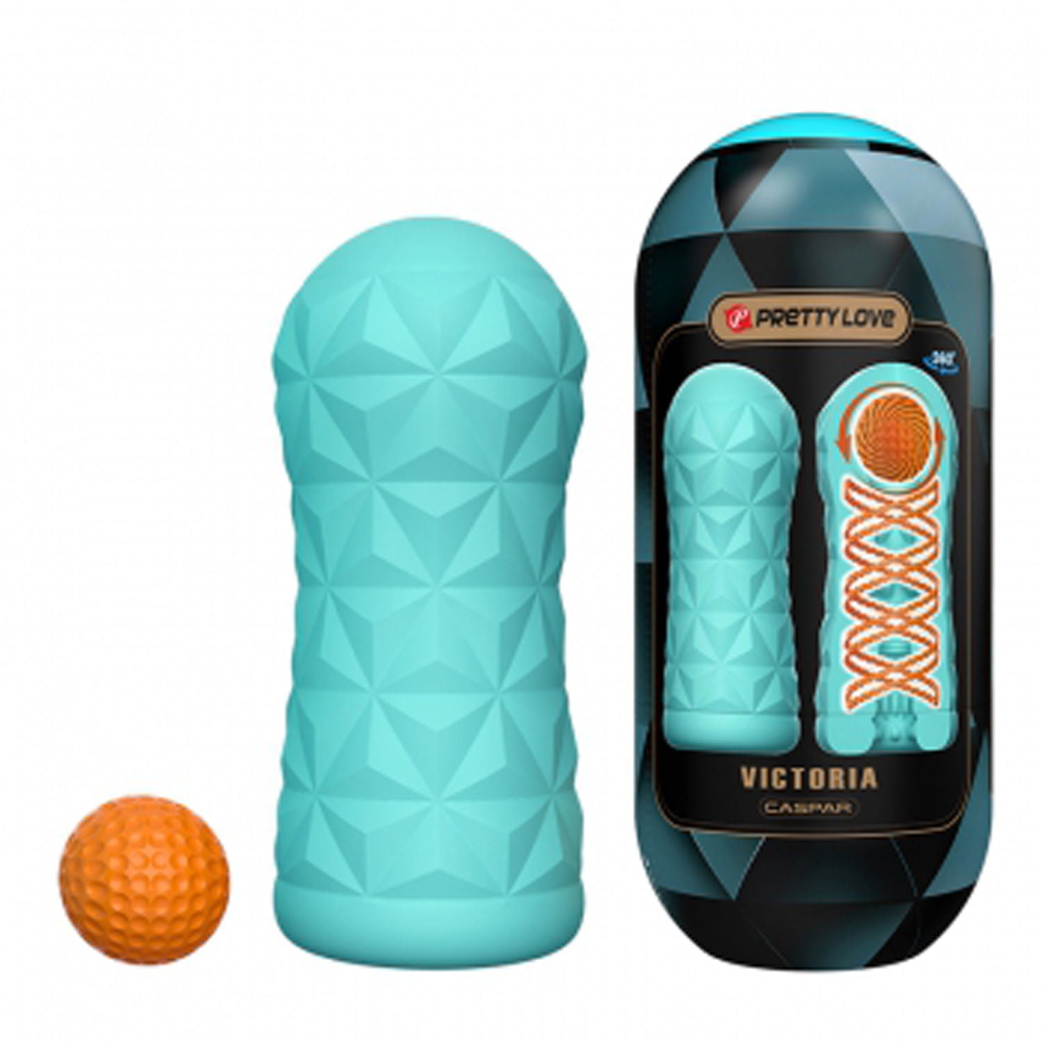 Victoria Blue Male Masturbation Sleeve with Stimulation Coil Blue Strokers - Manual