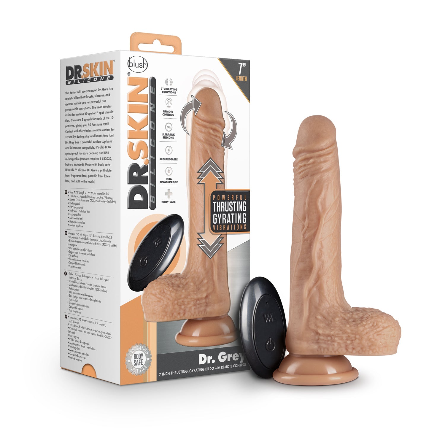 Dr Skin 7 Inch Silicone Thrusting Dildo Vanilla > Dildos > Thrusting Dildos