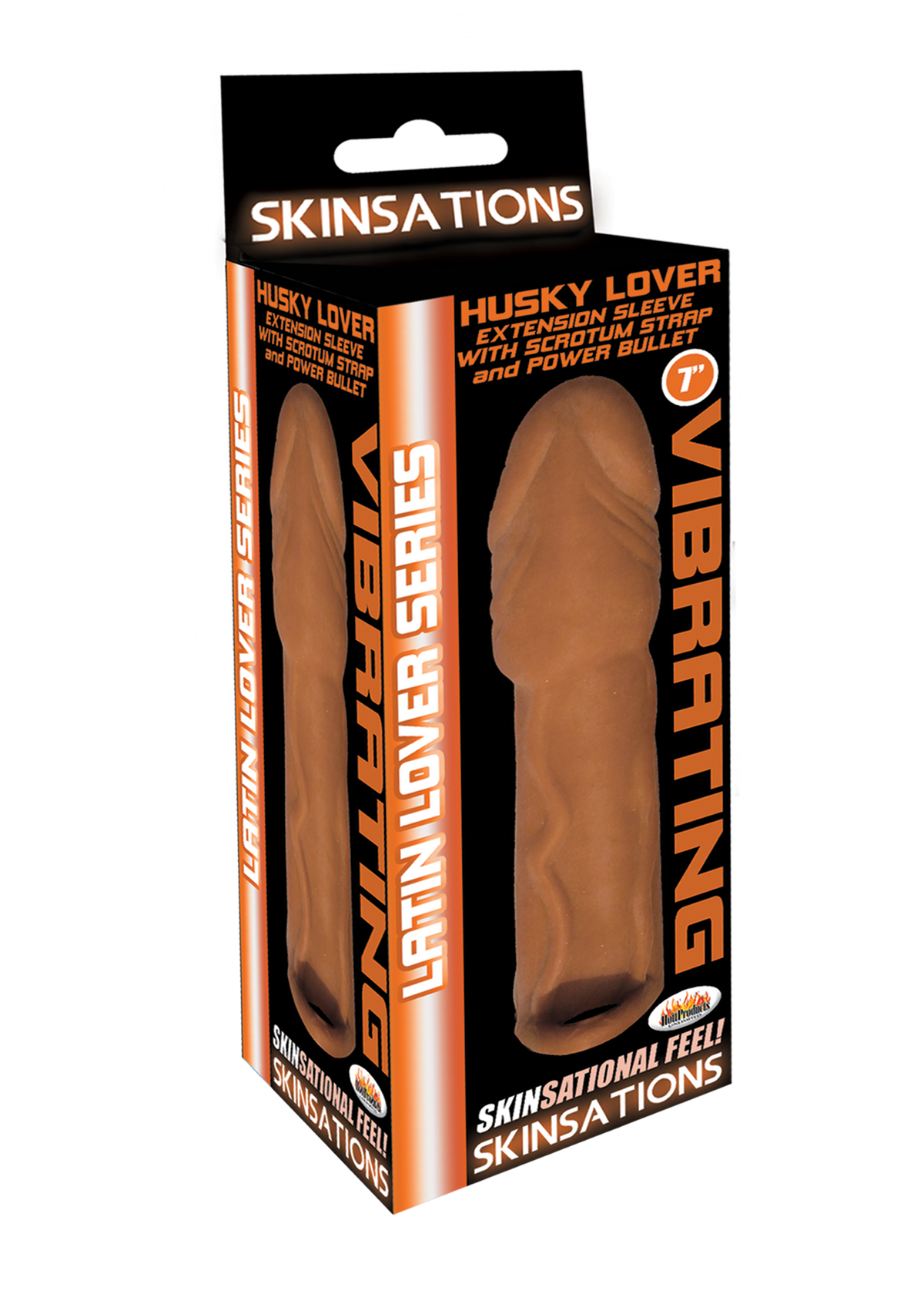 Skinsations Latin Lover Husky Lover 7 Inch Vibrating Sleeve Brown > Sex Toys For Men > Penis Sleeves
