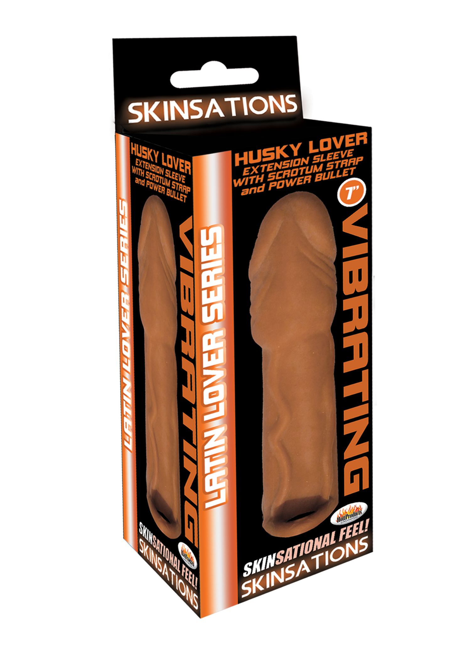 Skinsations Latin Lover Husky Lover 7 Inch Vibrating Sleeve Brown > Sex Toys For Men > Penis Sleeves
