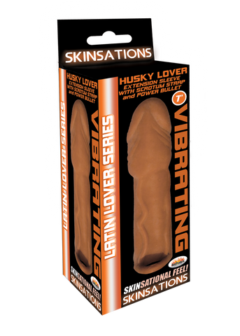 Skinsations Latin Lover Husky Lover 7 Inch Vibrating Sleeve Brown SLEEVES