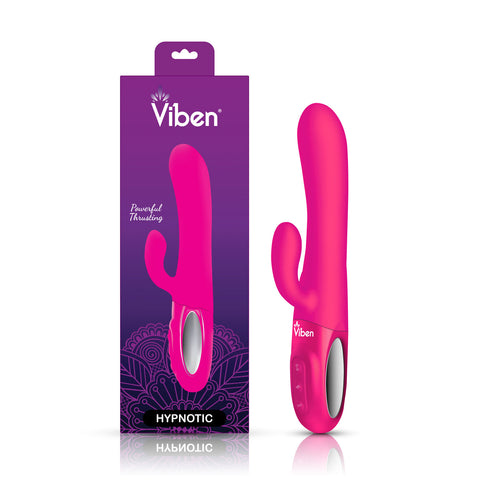 Viben Hypnotic Thrusting Rabbit Vibrator with Swinging Clitoral Stimulator in Hot Pink VIBRATORS-RABBIT