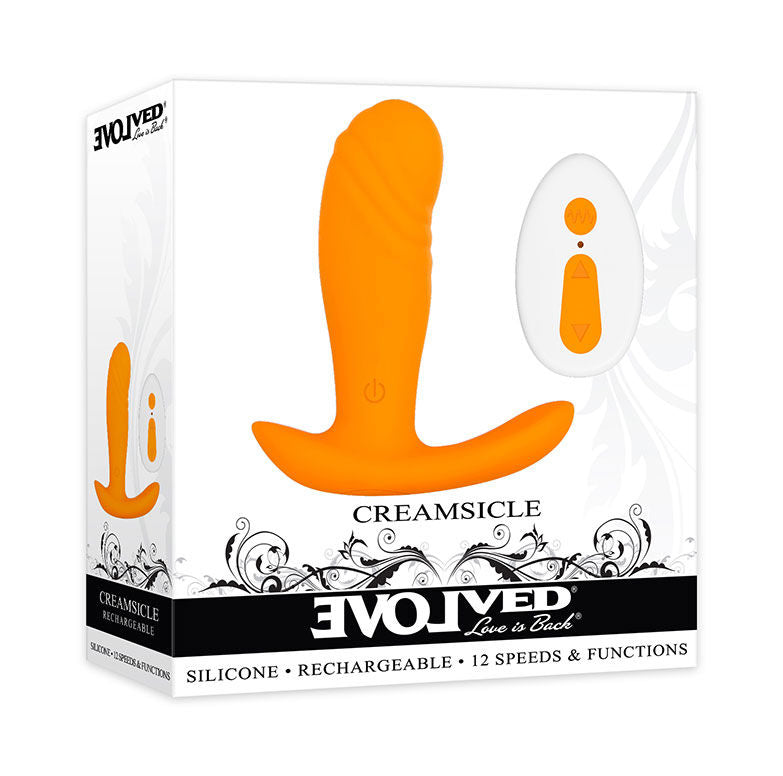 Creamsicle (Retro Orange) – Smooth Silicone Remote-Controlled Vibrator > Anal Range > Vibrating Butt Plugs