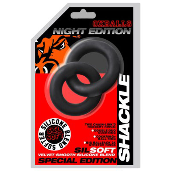 Oxballs Shackle Double Link Cock Ring Black Silicone Toy Black COCK RING Set