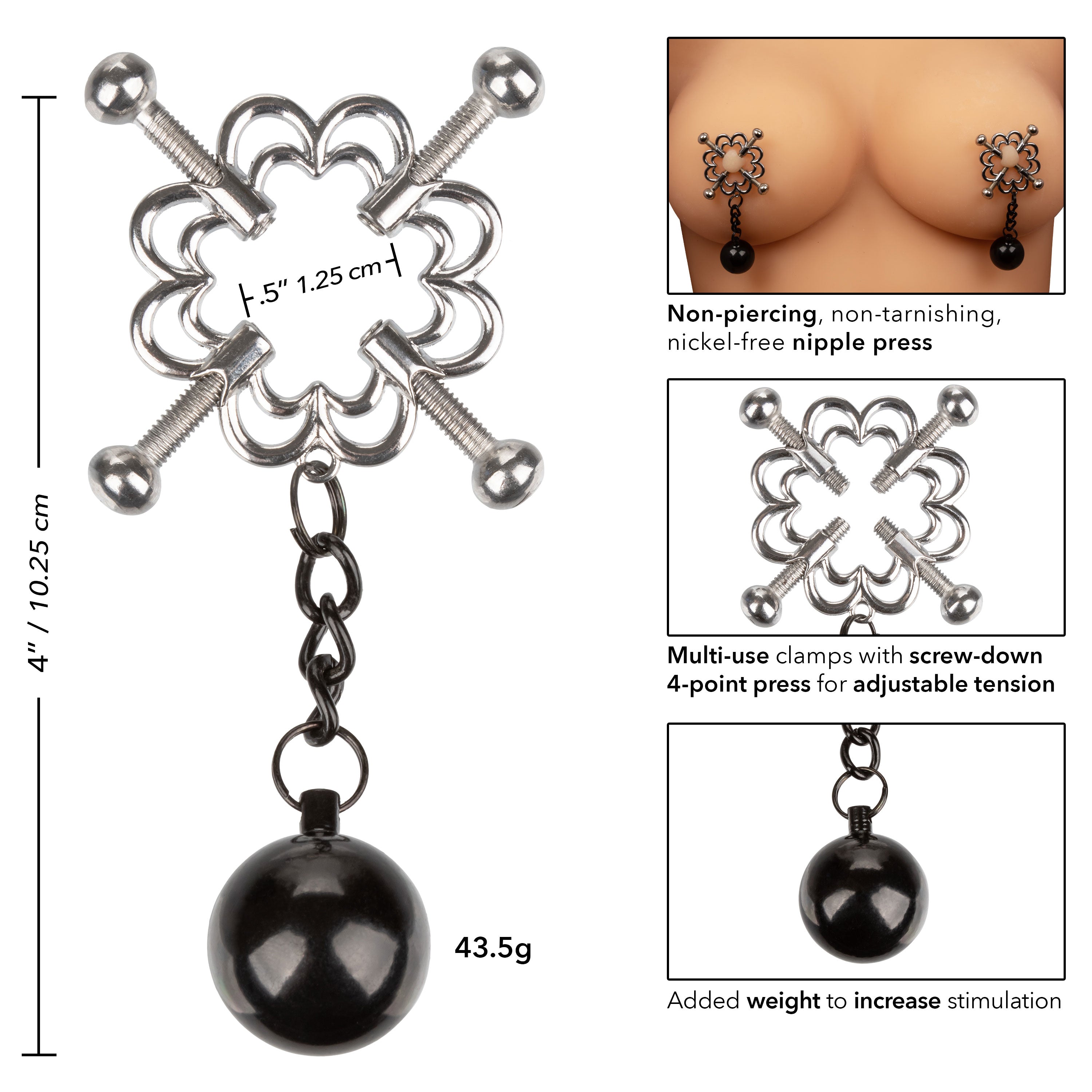 Nipple Grips 4 Point Weighted Nipple Press Silver Nipple Clamps