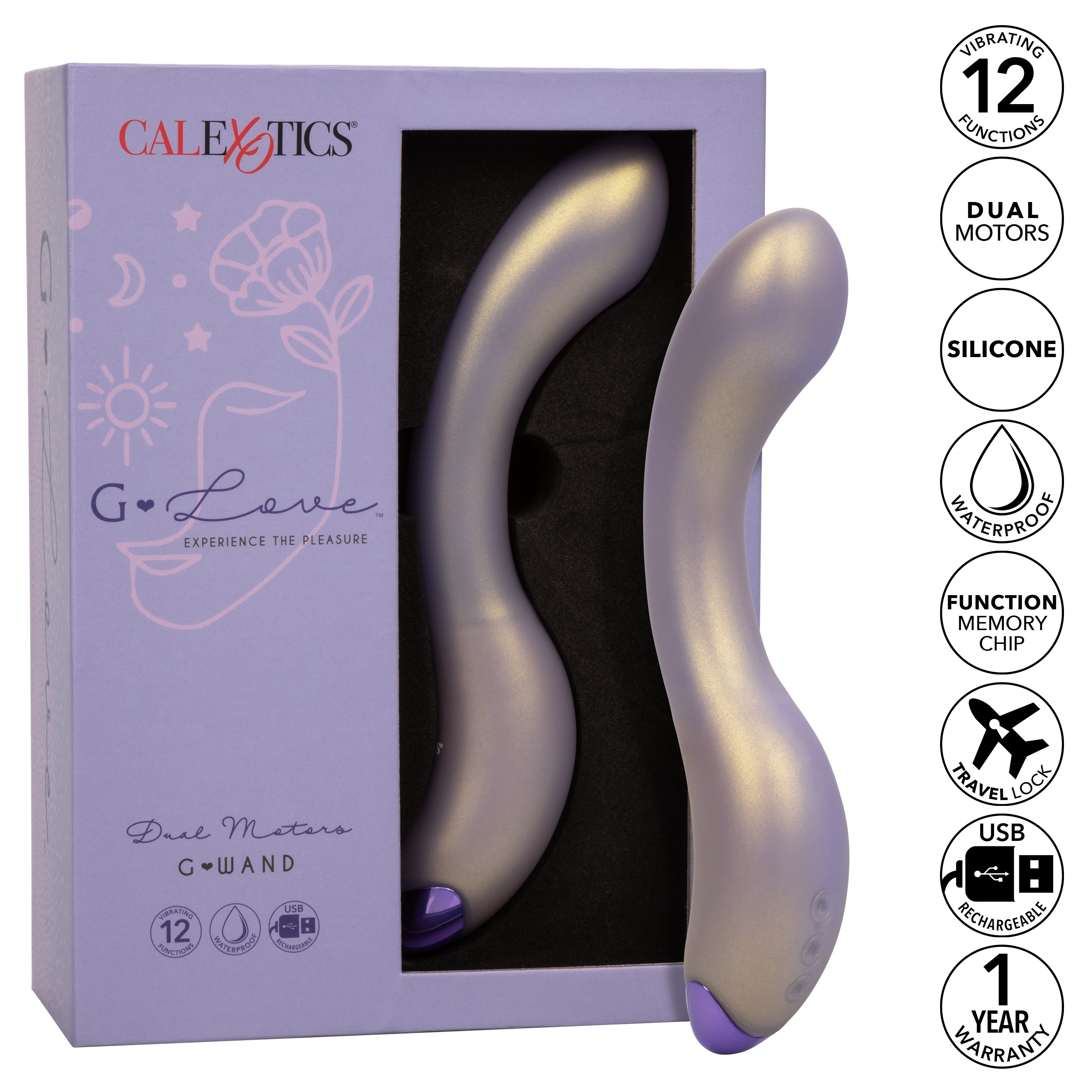 G-Love G-Wand Curved Adult Intimacy Massager with Dual Action Vibrators