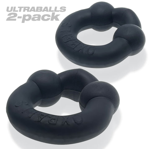 Ultraballs Cockring Night Edition Two Pack with Velvety Silicone Finish Black One Size COCK RING Set