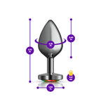 Cheeky Charms Gunmetal Medium Butt Plug with Heart Rainbow Jewel > Anal Range > Jewel Butt Plugs