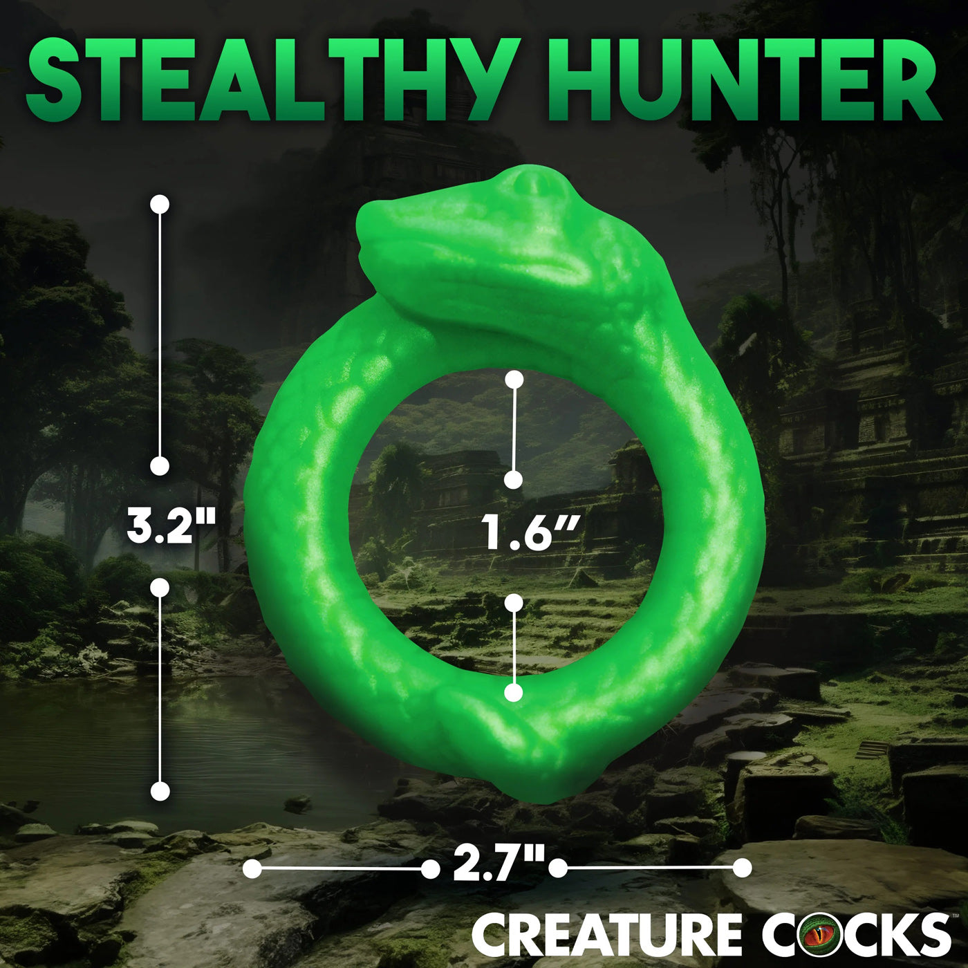 Serpentine Silicone Cock Ring in Green for Enhanced Intimacy COCK RINGS