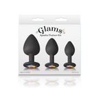 Glams Spades Trainer Kit Butt Plugs with Gems Set of 3 Sizes Black > Anal Range > Butt Plug Kits