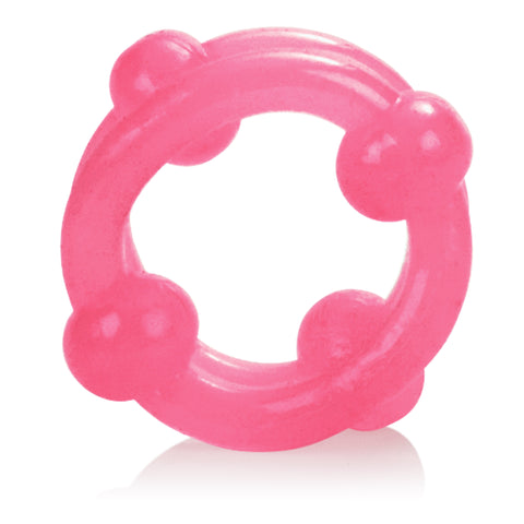 Island Rings Double Stacker Pink Glow in the Dark Stretchy TPE Cock Rings 0.75 Inch 2 cm COCK RING Set