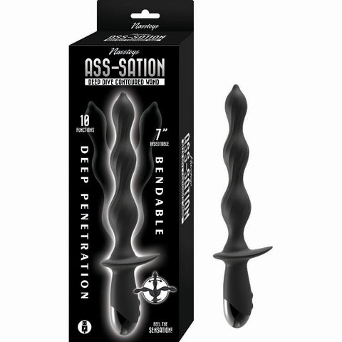 Ass-Sation Deep Dive Contoured Wand Anal Vibrator Black Black ANAL TOYS