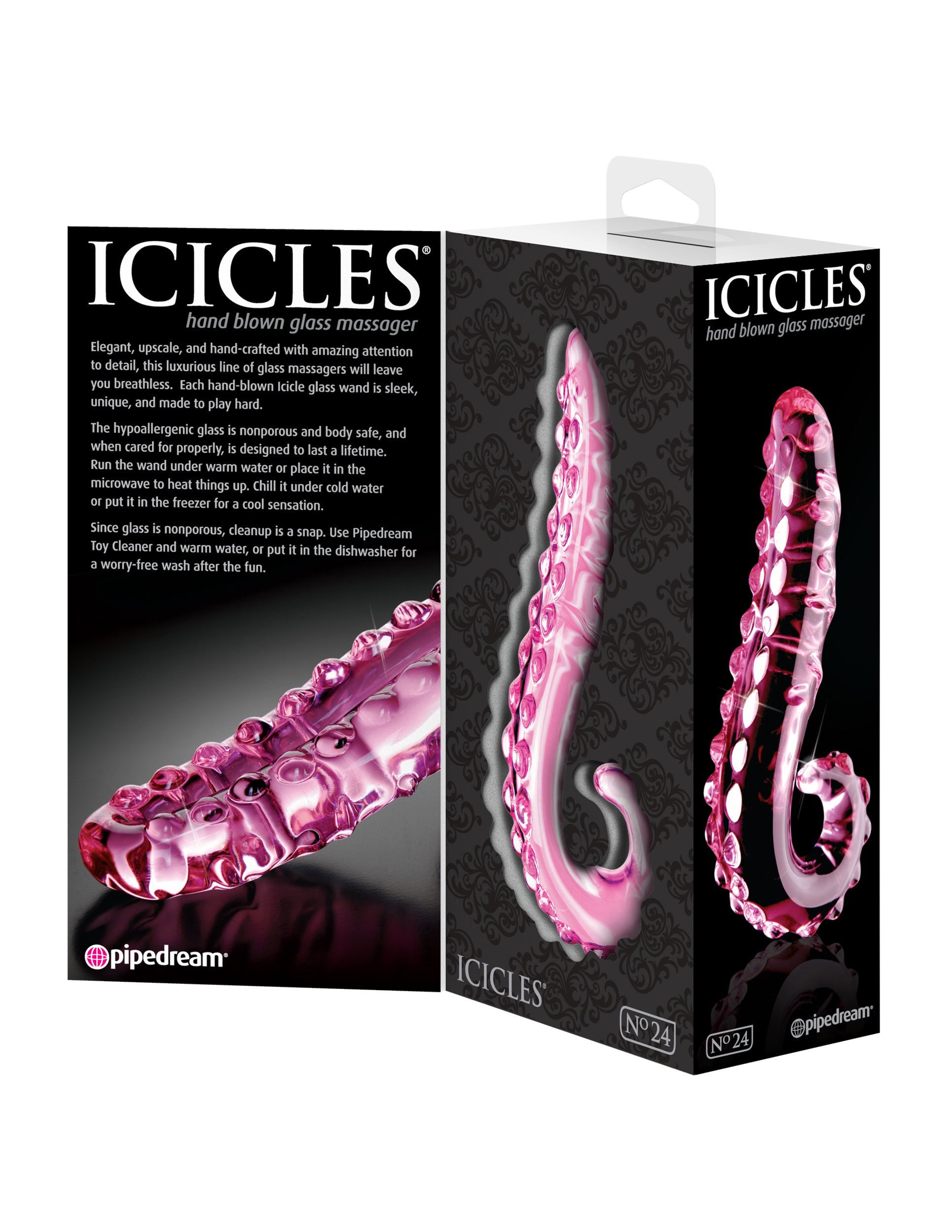 Icicles Pink Glass Massager Handcrafted Luxurious Glass Toy > Glass > Toys