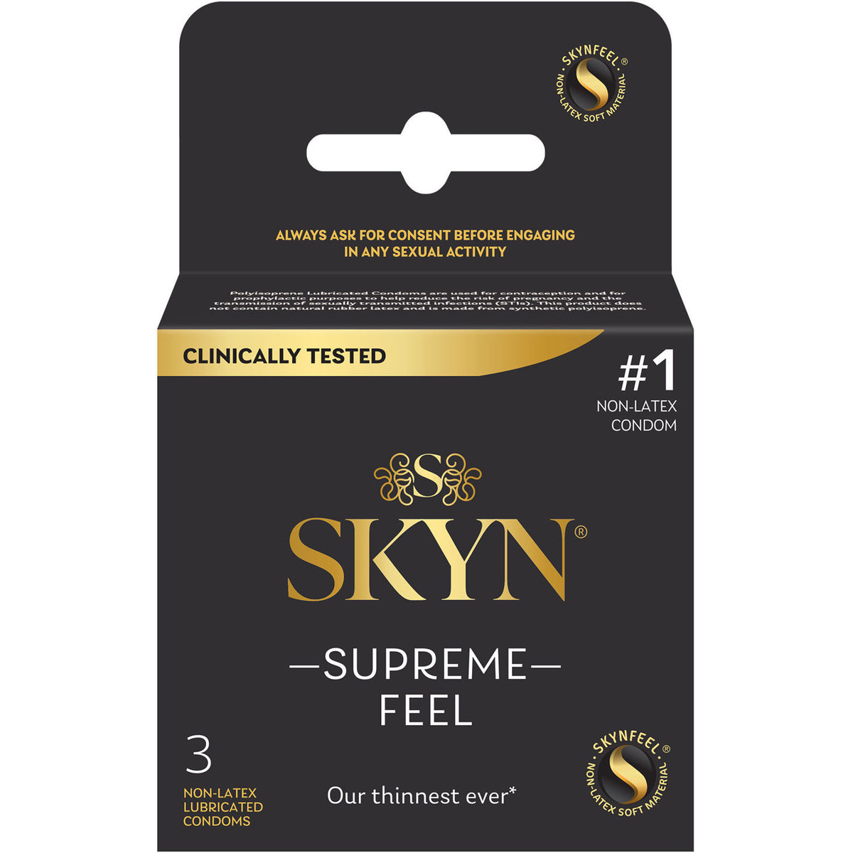 Skyn Supreme Feel 3 Count Non-Latex Condoms > Essentials > Condoms > Non-Latex