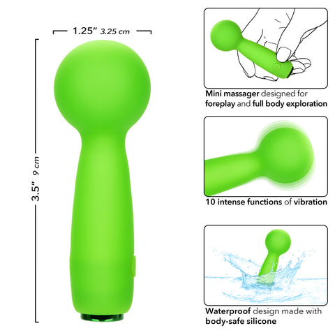 Neon Vibes The Bubbly Vibe Mini Massager in Bright Green with 10 Functions and USB Rechargeable Vibrators