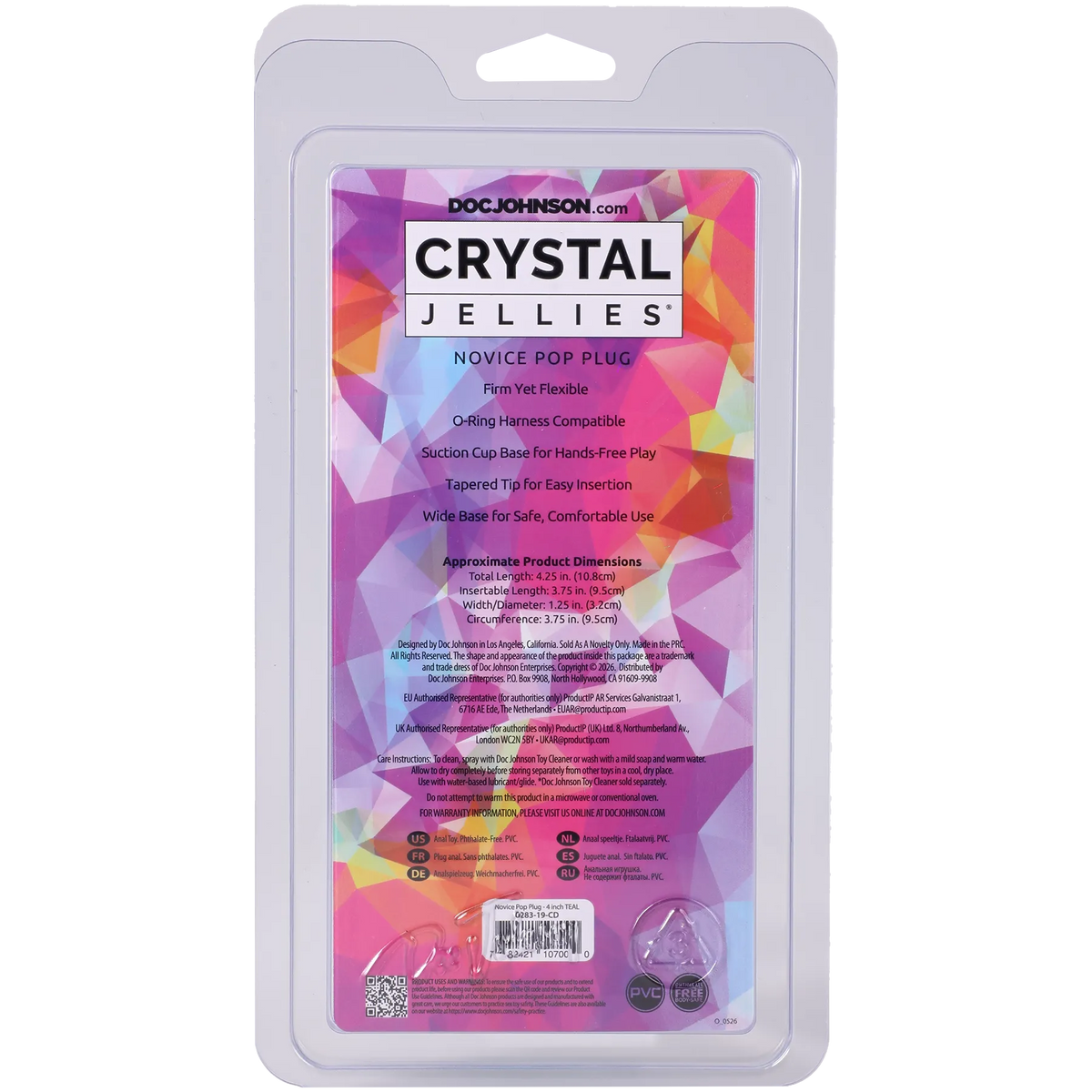 Novice Crystal Jellies 4 Inch Pop Plug > Anal Range > Butt Plugs