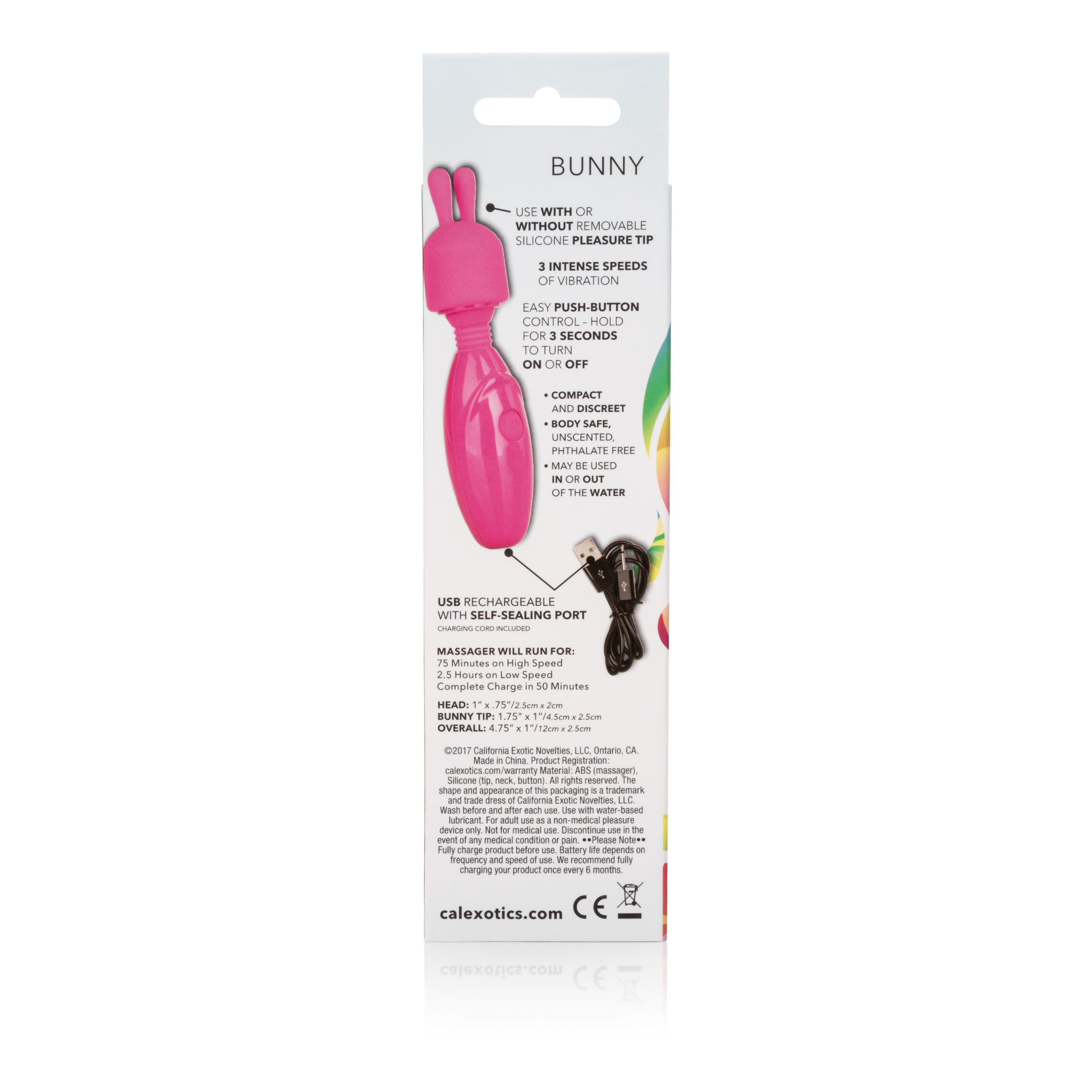 Tiny Teasers Rechargeable Bunny Vibrator Travel Mini Wand Pink STIMULATORS