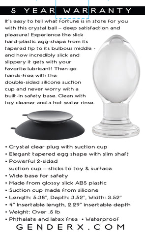 Gender X Crystal Ball - Glass Butt Plug with Suction Base 10.1cm Clear > Sex Toys > Glass