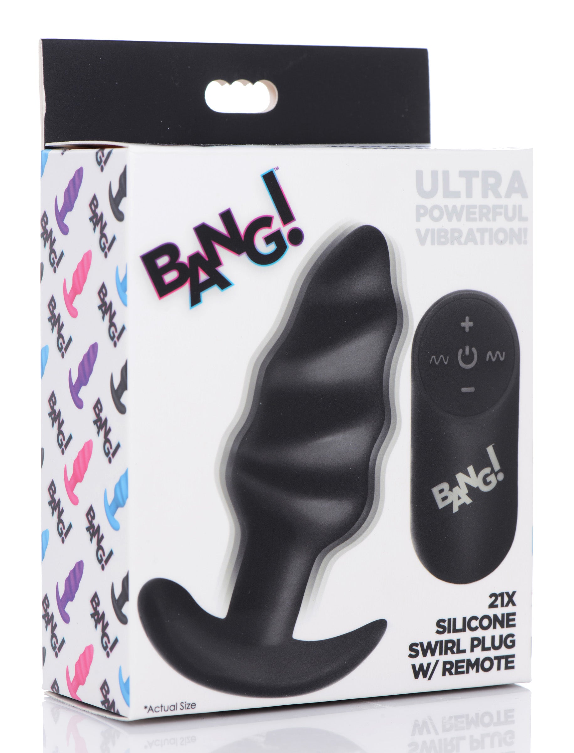 Silicone Remote Control Swirl Butt Plug Black Vibrator Toy > Anal Range > Vibrating Butt Plugs