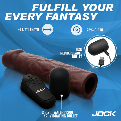 Jock Enhancers 1.5 Inch Vibrating Penis Extension with Remote Light SLEEVES