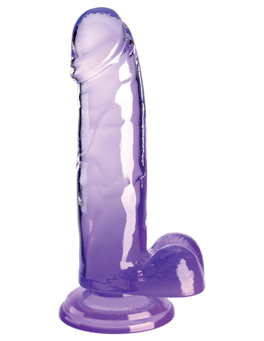 King Cock Clear 7 Inch With Balls - Purple Dildos & Dongs