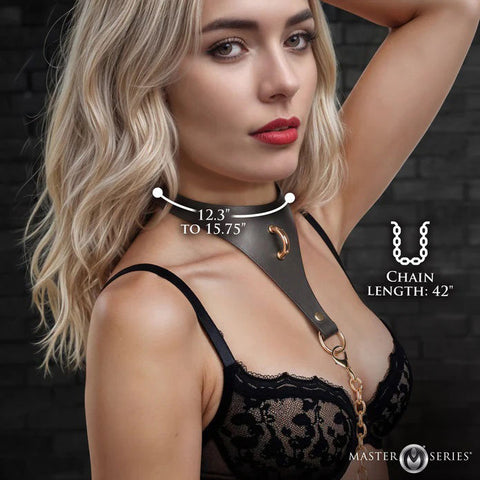 Captivate Vegan Leather Bondage Collar with Body Chain Black > Bondage Gear > Collars