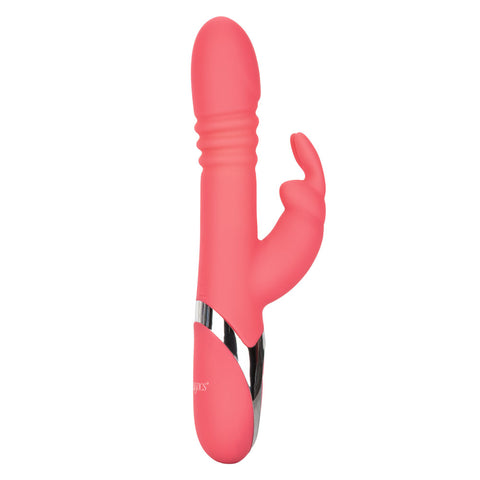 Enchanted Exciter Pink Silicone Rechargeable Waterproof Vibrator with 4 Shaft Rotation, 4 Thrusting Functions and 12 Vibration Modes VIBRATORS-RABBIT