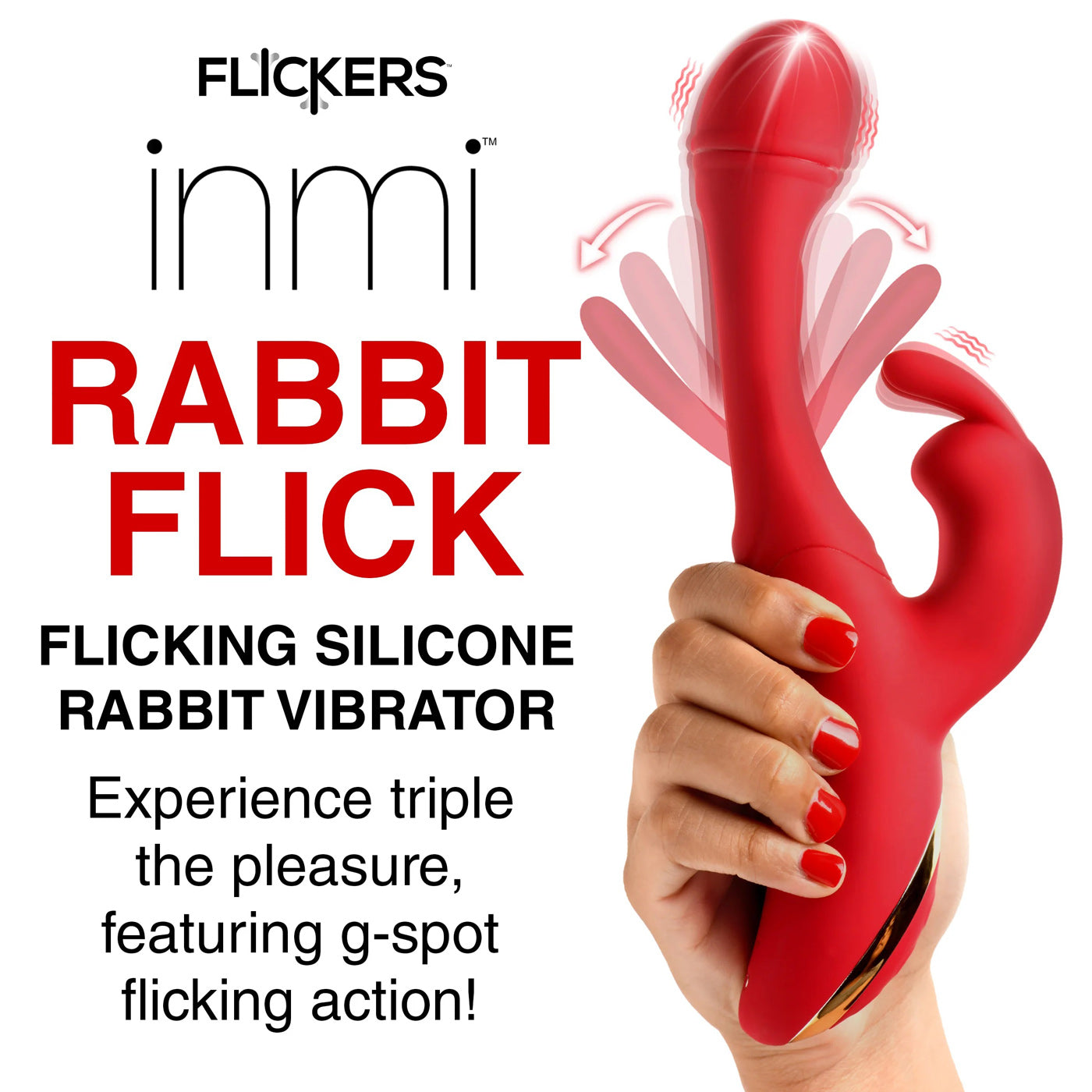Silicone Rabbit Vibrator Red Rechargeable Clitoral Stimulator VIBRATORS-RABBIT