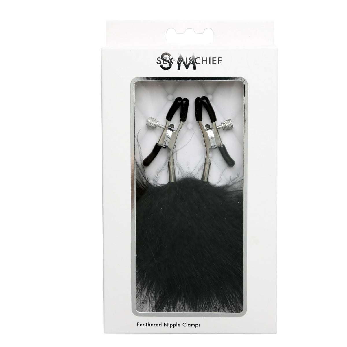 Sex and Mischief Feathered Nipple Clamps with Soft Feathers Black Nipple Clamps