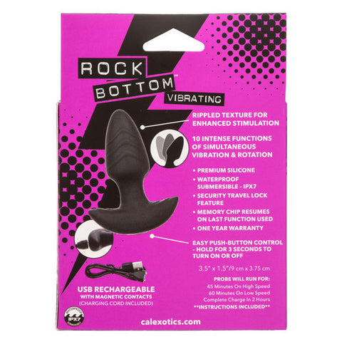 Rock Bottom Vibrating Rotating Probe Black Anal Sex Toy Black Prostate Tools
