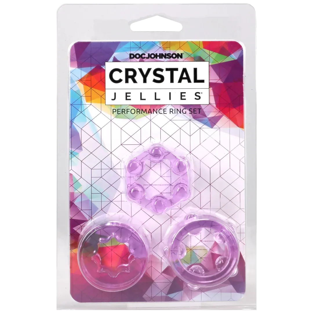 Crystal Jellies Performance Ring Set – Phthalate-Free Stretchable Silicone Rings Purple > Cock Ring > Sets