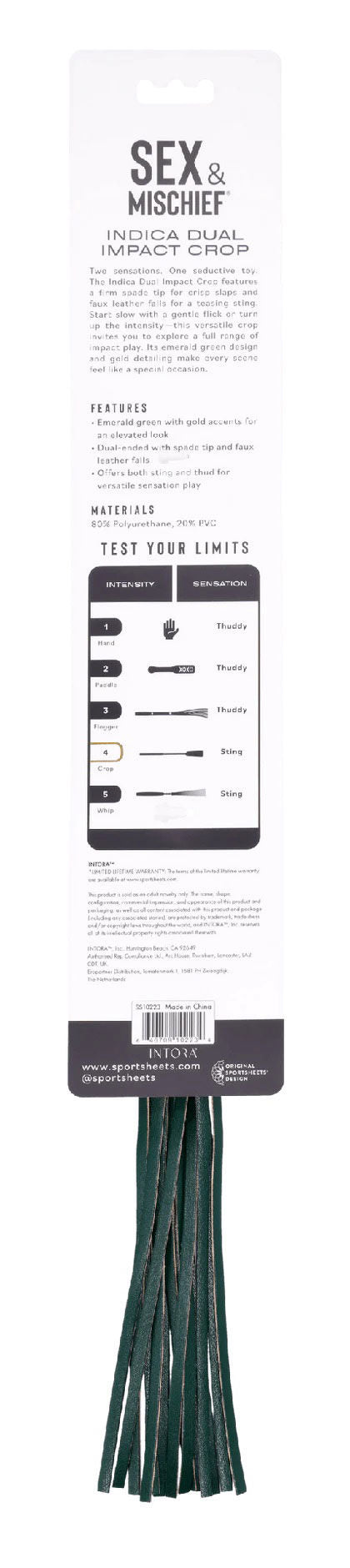 Indica Dual Impact Crop (Green) – Versatile Impact Toy Green Whips & Paddles