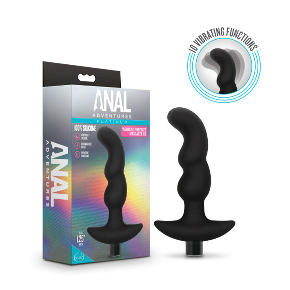 Anal Adventures Platinum Silicone Prostate Massager Black > Anal Range > Prostate Plugs
