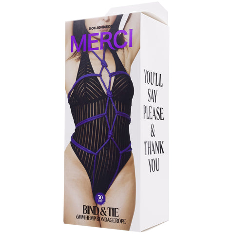 Merci Bind and Tie Hemp Bondage Rope 6mm 30 Feet Violet Purple Rope