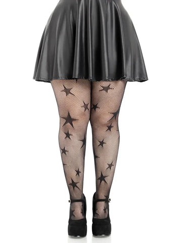 Star Net Tights – Nylon Spandex Tights Black 1X-2X > Clothes > Hosiery > Pantyhose & Tights