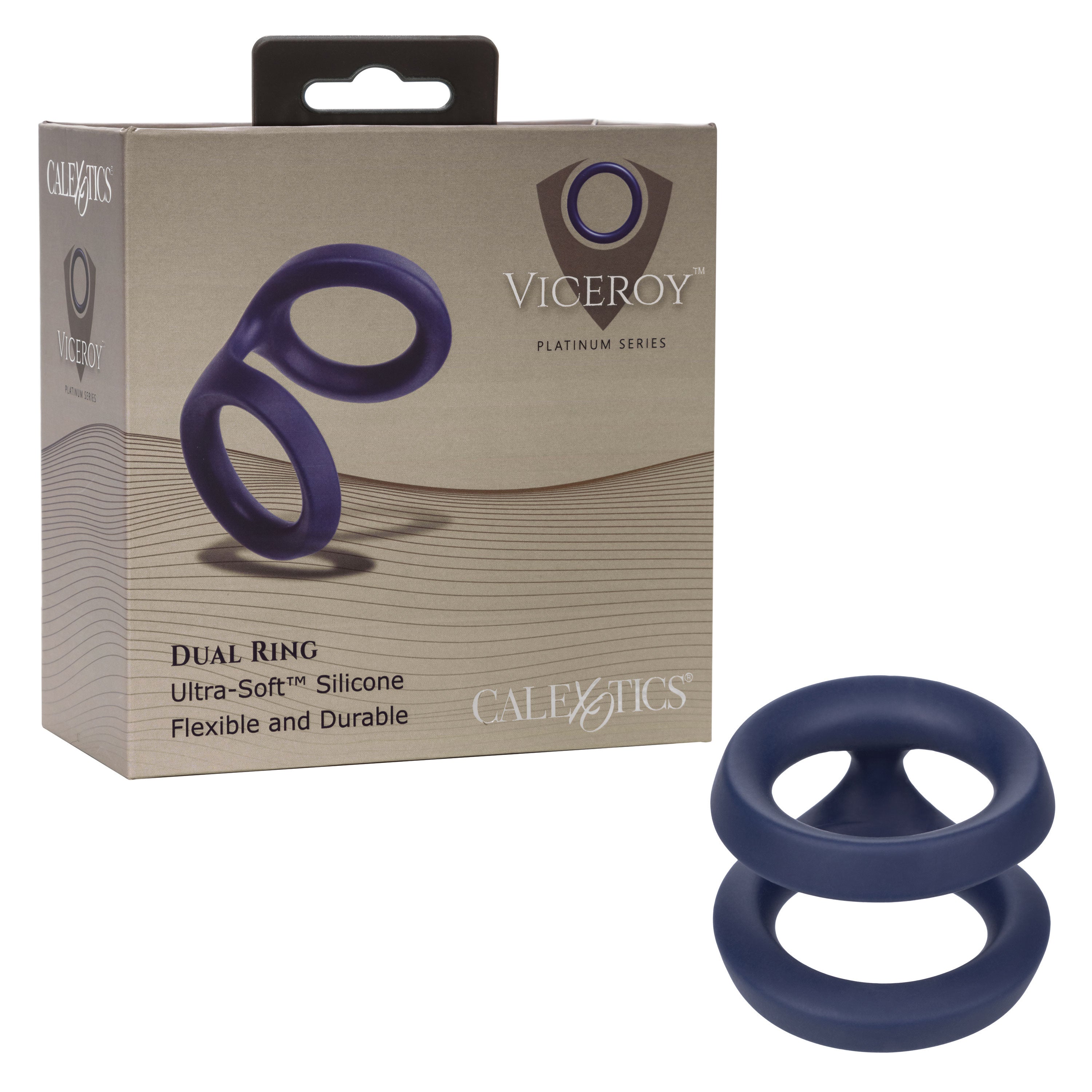 Viceroy Dual Silicone Cock Ring – Soft Stretchy Ultra-Plush Loops Male Ring Blue > Cock Ring > Sling