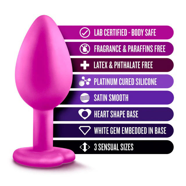 Luxe Bling Plugs Training Kit Pink With White Gems 3 Sizes (2.8 Inch) > Anal Range > Butt Plug Kits