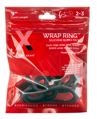 Perfect Fit XPlay Gear 9 Inch Slim Wrap Ring 2 Pack Black COCK RINGS