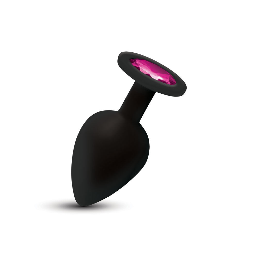 Gemma 3.76 Inch Pink Gem Black Silicone Plug (Large) – Vibrant Silicone Butt Plug > Anal Range > Jewel Butt Plugs