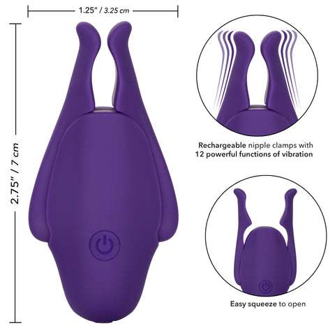Nipple Play Rechargeable Nipplettes in Purple Vibrating Stimulators Nipple Stimulators